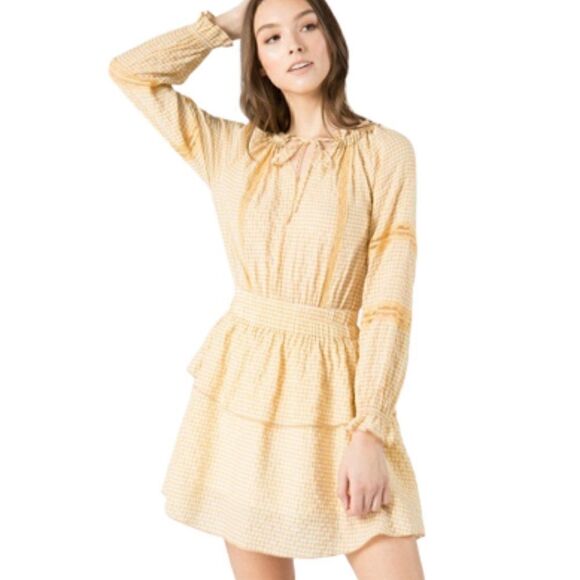 <<3/$30>> Gingham Dress Tiered Fit & Flare Mini  sz S M L JUNIOR fit - Picture 4 of 9